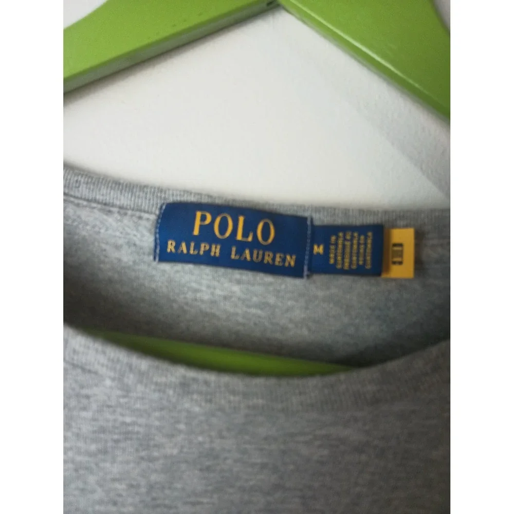 Polo Ralph Lauren Mens Long Sleeve Crewneck T-Shirt Heather Gray Blue Pony M